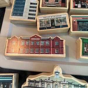 The Freckled Frog- wooden town double sided play blocks